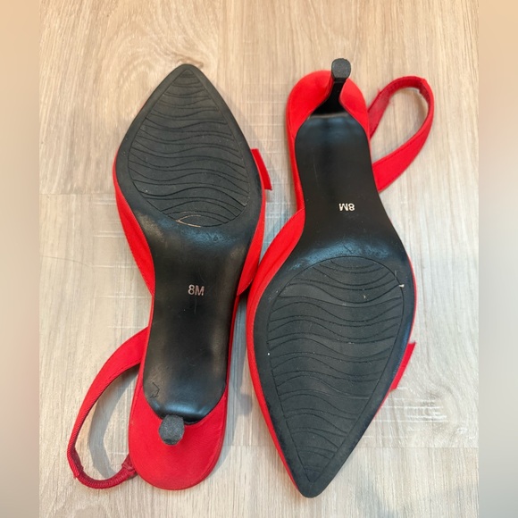 IMPO Red Slingback Kitten Heels w/ Bow & Silver Hardware – Size 8 - Picture 6 of 7